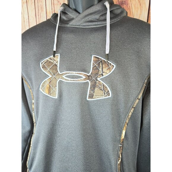 Under Armour Women's Loose Fit Grey Hoodie Medium Camo Logo - Picture 3 of 7